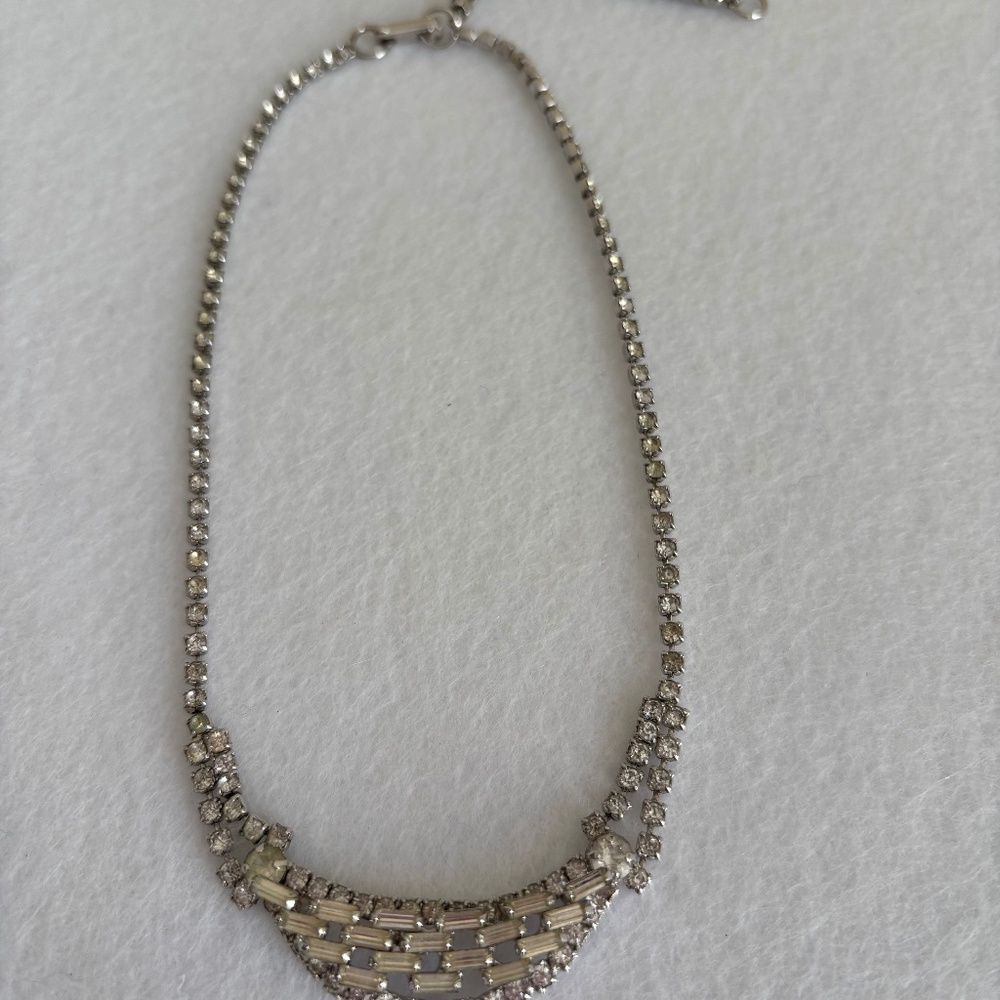 Jay Flex Sterling Baguette Rhinestone Adjustable Necklace